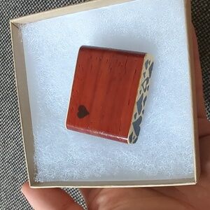 Handcrafted Marquetry Box with Secret Compartment and Angel Token.